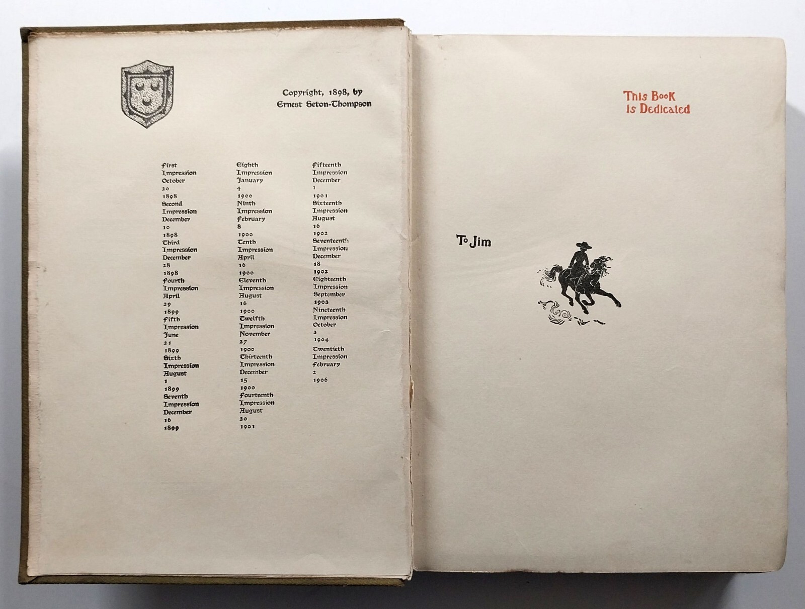 Wild Animals I Have Known by Ernest Thompson Seton HC 20th Impression 1906