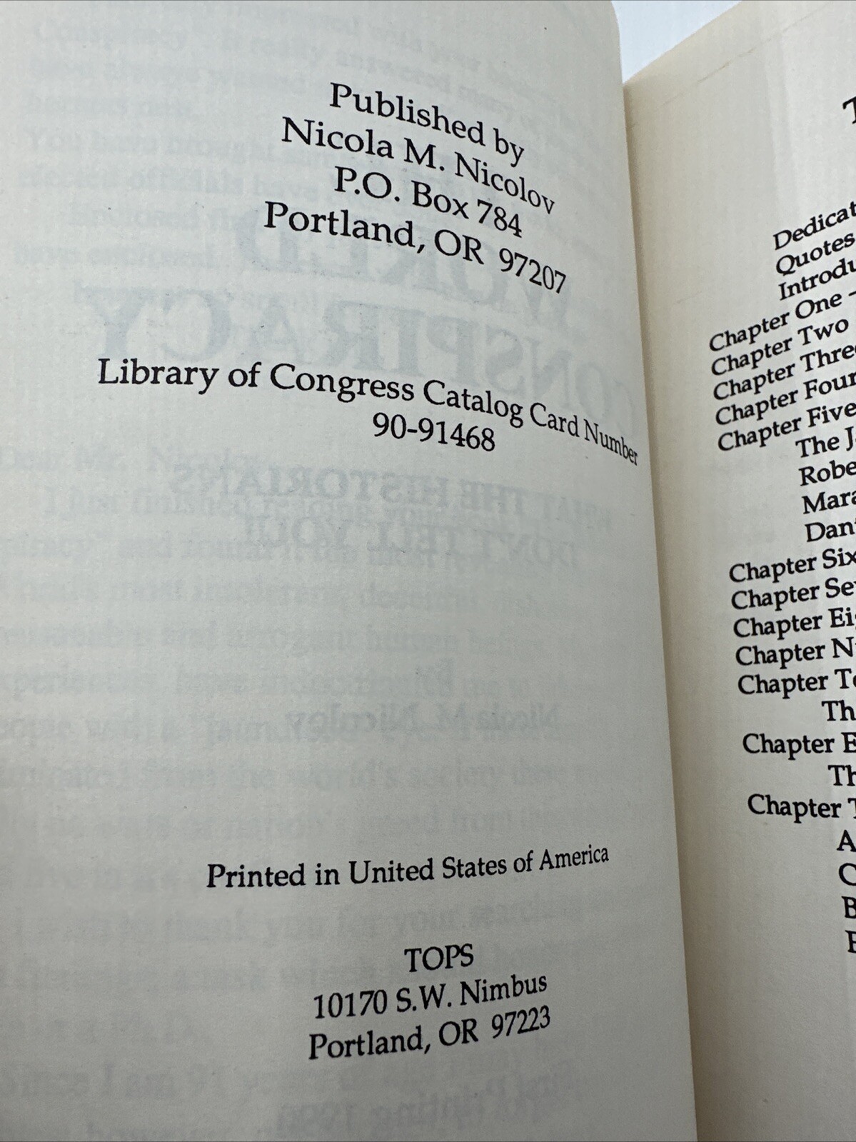 The World Conspiracy Nicola M Nicolov Paperback 1990 Paperback 274 Pages