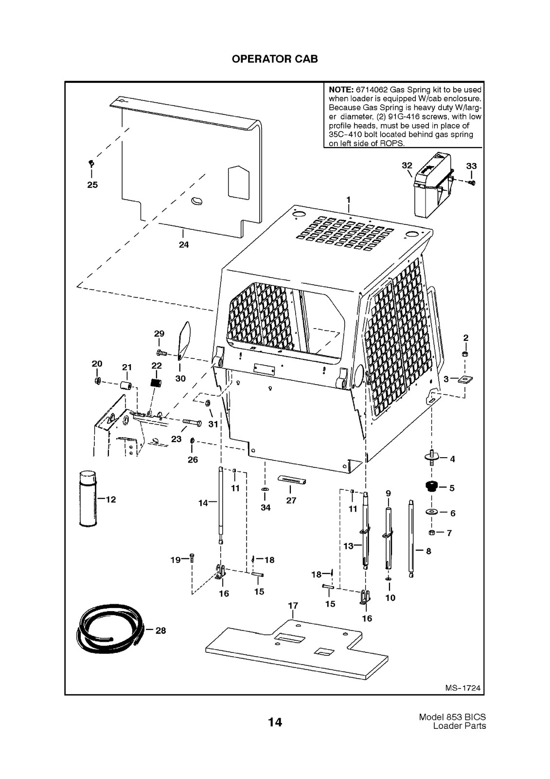 BOBCAT 853 Parts Manual 1998 SN 508418001 Up – STEEL WIRE BOUND – TOUGH COVERS