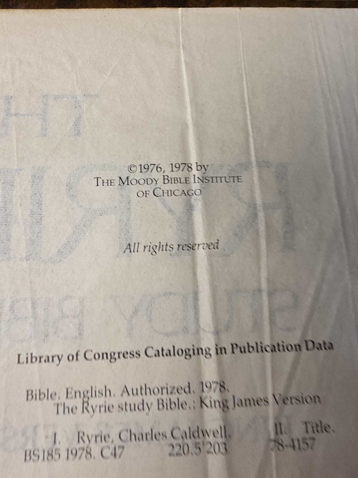The Ryrie Study Bible King James Version 1978 Hardcover Colored Maps Red Letter