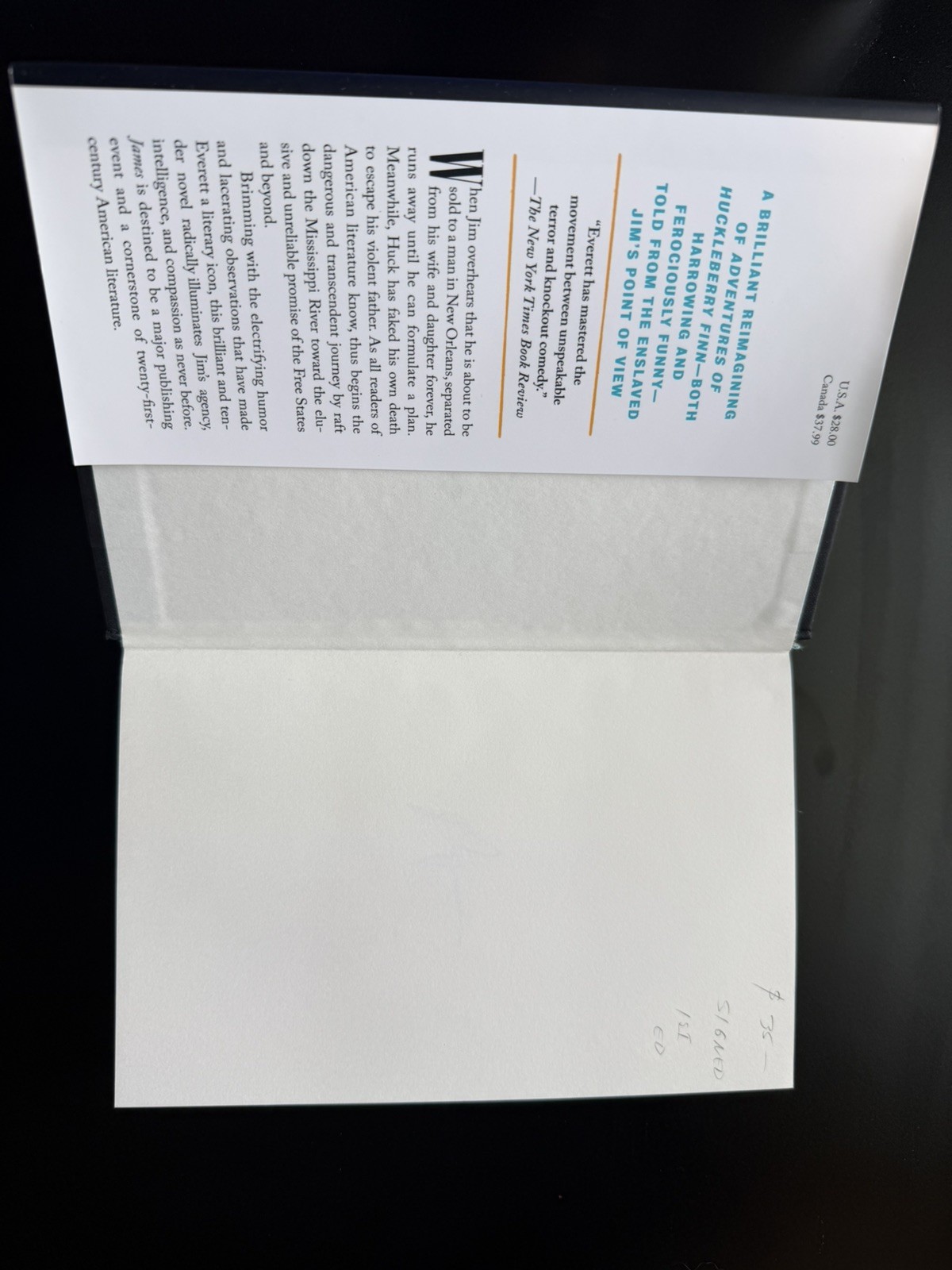 James by Percival Everett Signed First Edition Hardcover book Rare!