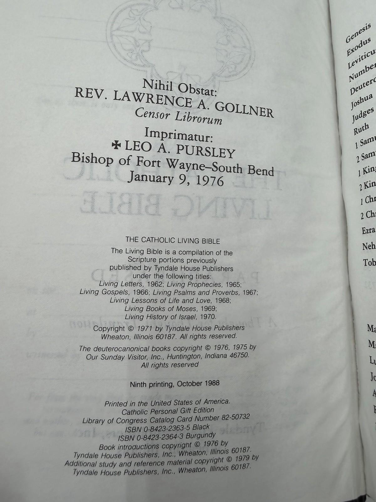 VTG The Catholic Living Bible Red Letter 1976 Leather 9th Print Tyndale 2363-2