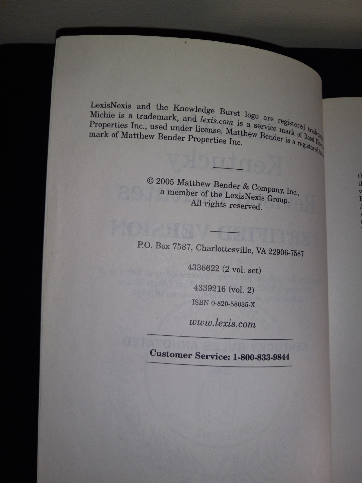Michie’s Kentucky Revised Statutes Volume 1 & 2 2006 Lexis Nexus Michies Law