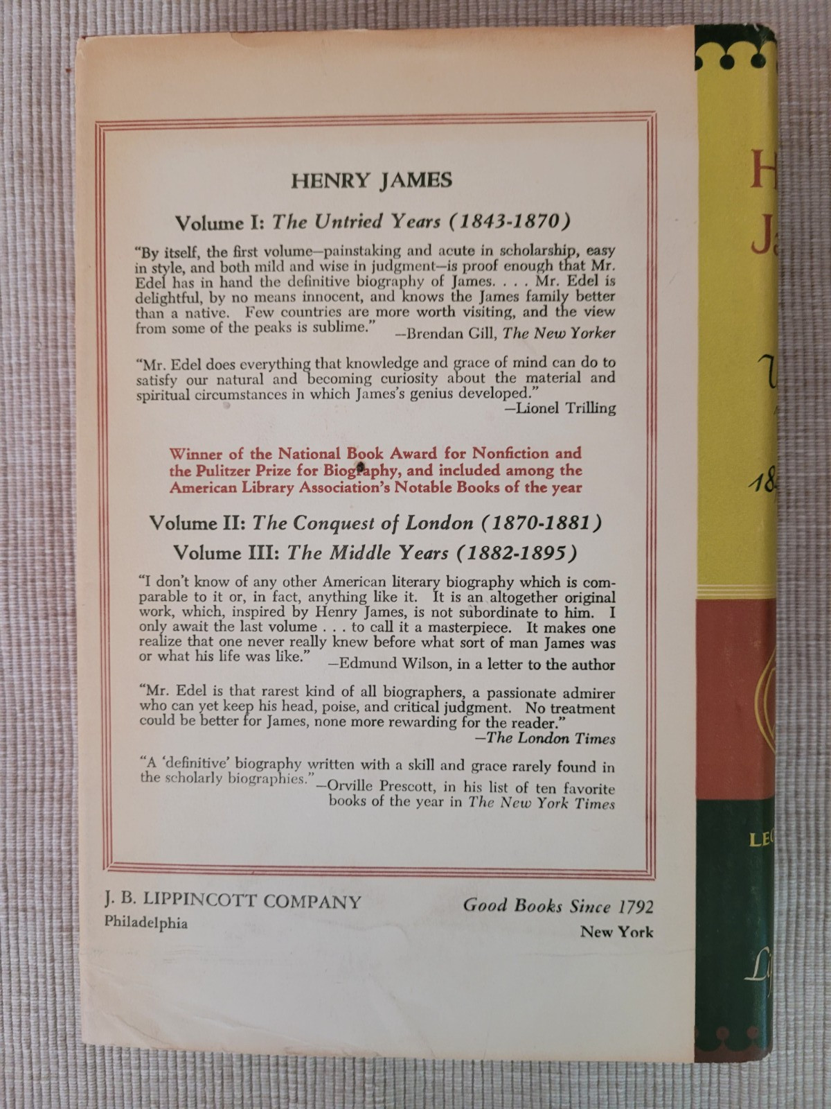 Leon Edel Henry James Biography Complete 5 Vol Set Lippincott Hardcover DJs