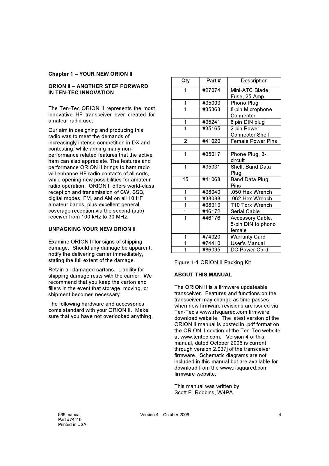 TEN TEC Orion 2 Model 566 Radio Transceiver Operators Manual – WIRE CLOSURE