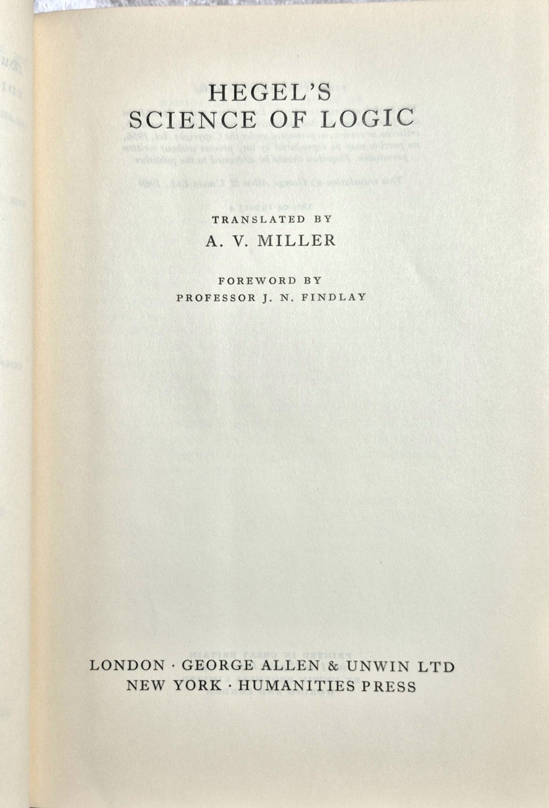 Science of Logic · Hegel (A.V. Miller · Muirhead Library · 1969) 1‑Volume Ed.