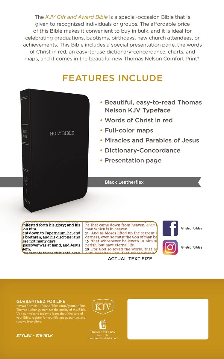KJV Holy Bible Gift & Award Edition Black Leather-Look Red Letter Comfort Print