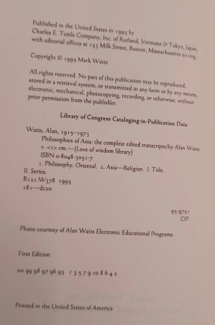Alan Watts: The Edited Transcripts Series. Six 1st Print Hardcovers. Sharp