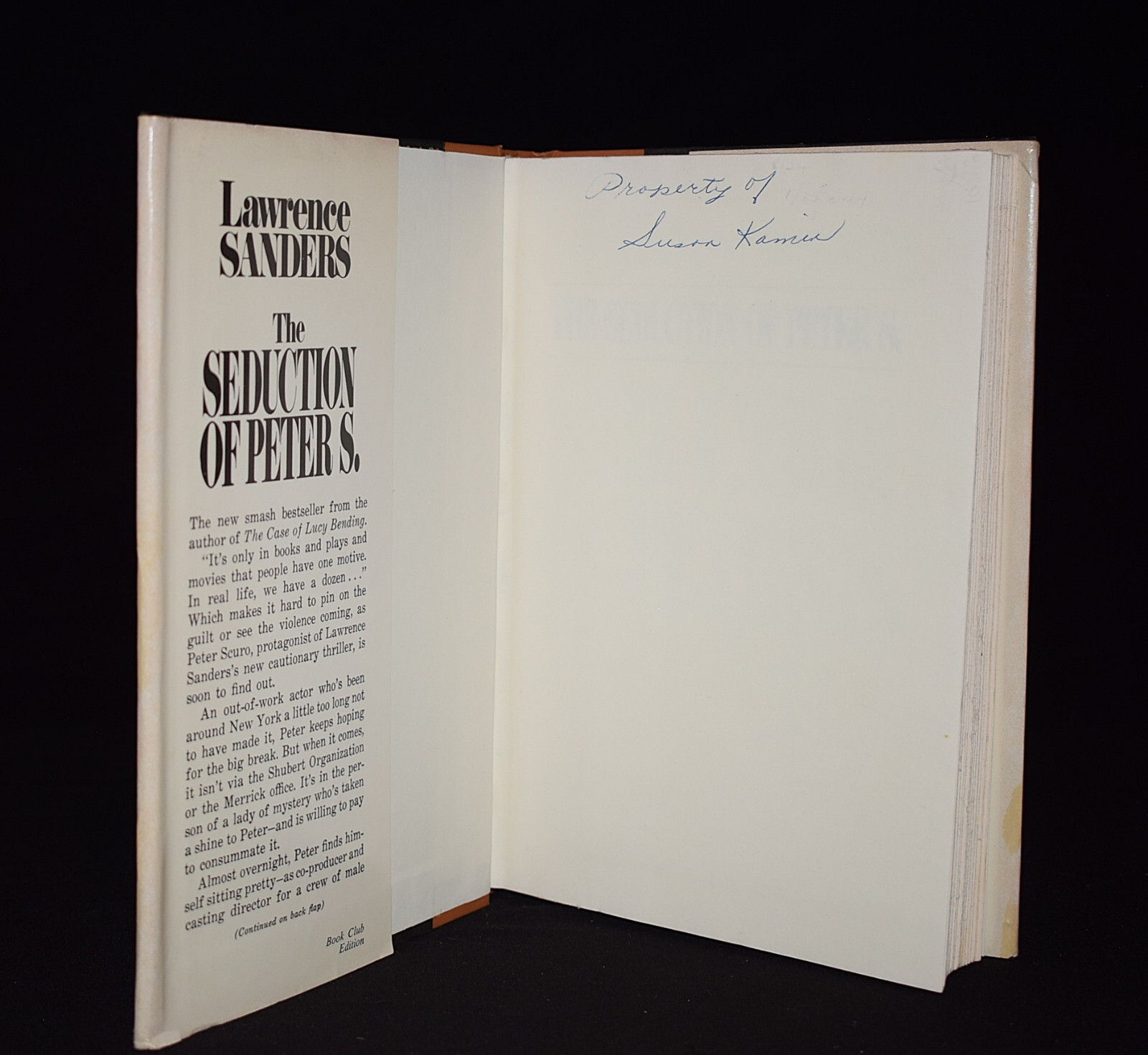 The Seduction of Peter S. Mystery by Lawrence Sanders~Pages 346~W/Dust Jacket~HC