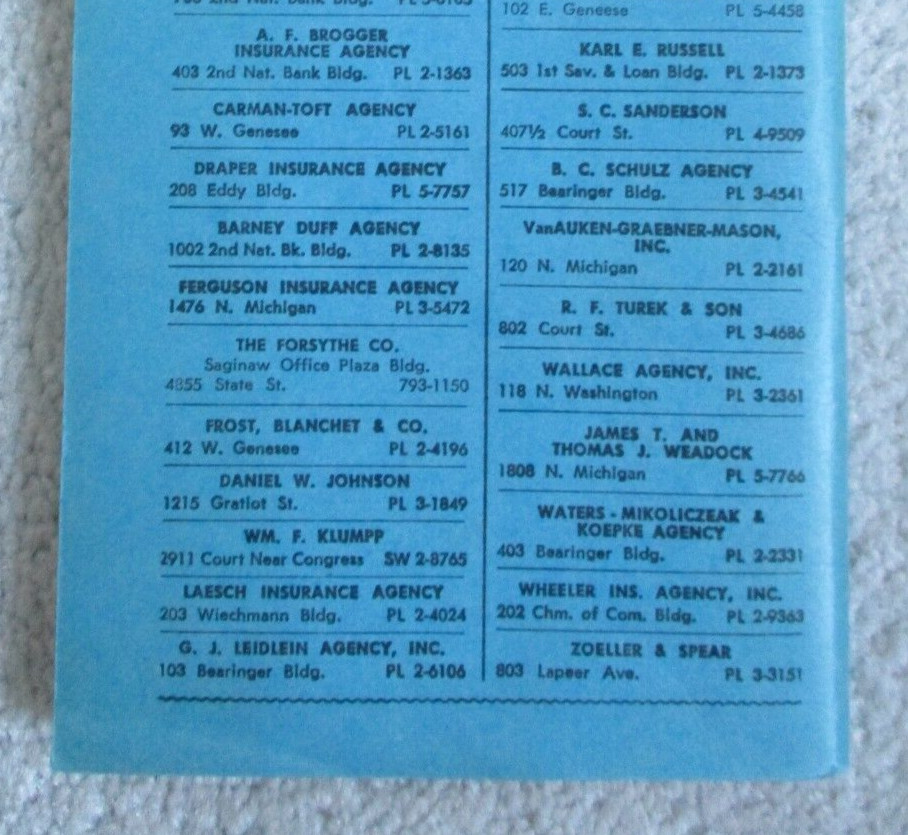 1962 Vintage Saginaw MI Street Guide Ordinances Rules Directory Genske 100 Page