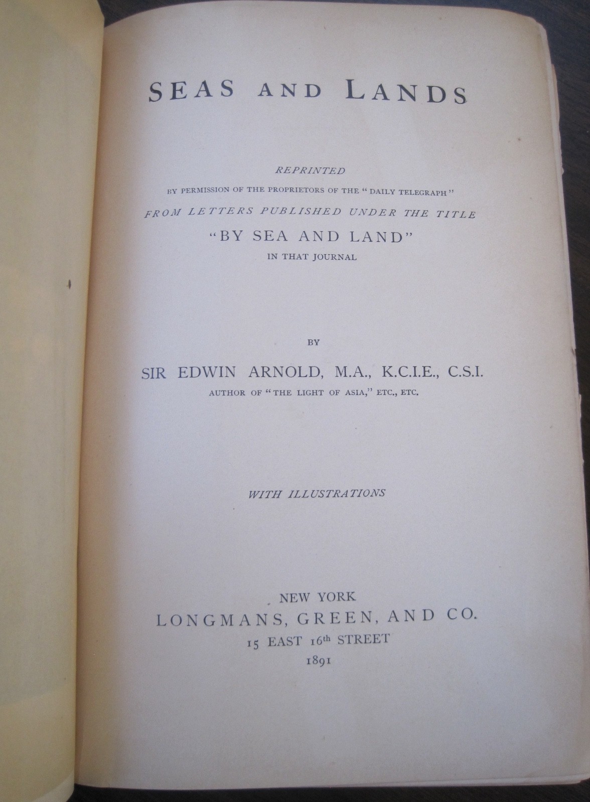 Antique 1891 1st Edition SEAS & LANDS by Sir Edwin Arnold BEAUTIFUL PHOTOS!