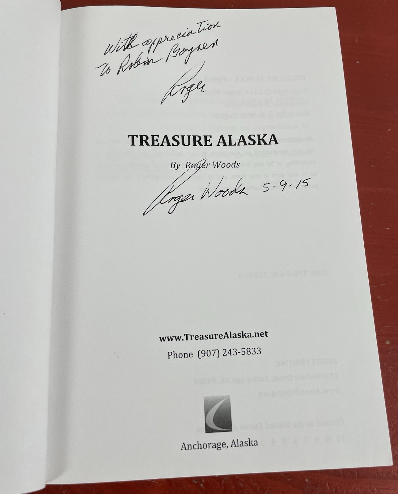 Treasure Alaska by Roger Woods SIGNED First Edition Paperback 2014