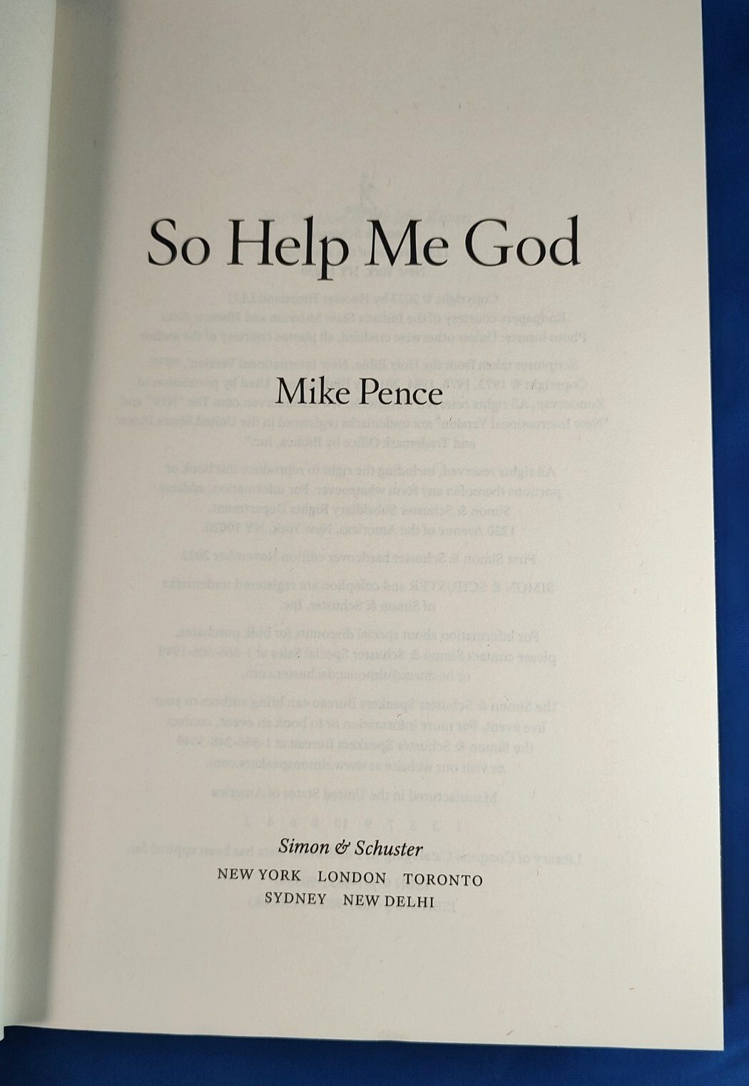 So Help Me God by Mike Pence Signed HC/DJ w/COA – Fine