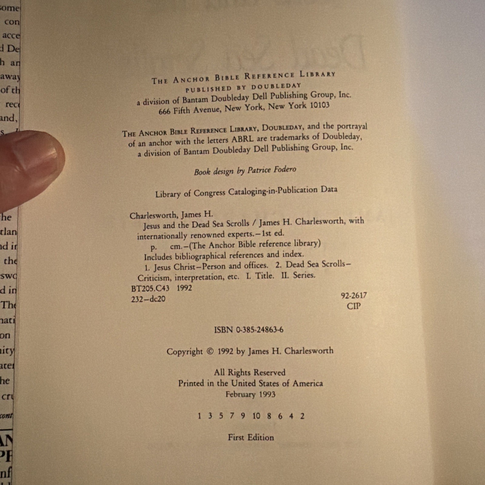 Jesus and the Dead Sea Scrolls – Charlesworth 1993 First/First HC DJ
