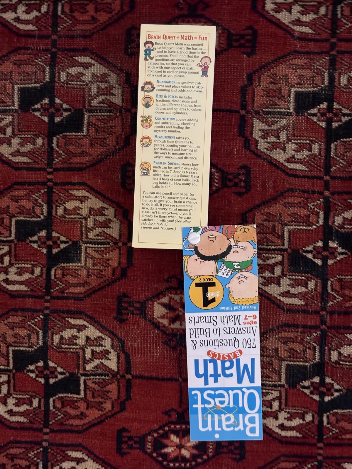 2 Brain Quests Reading Basics 6-7 Gr. 1 Deck 1 AND Math Basics 6-7 Gr. 1 Deck 2