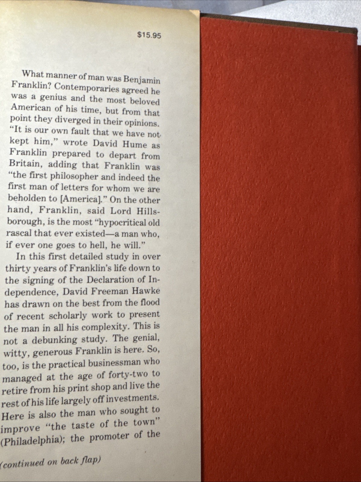 Benjamin Franklin | by David Freeman Hawke | First Edition | 1976 | HC/DJ |