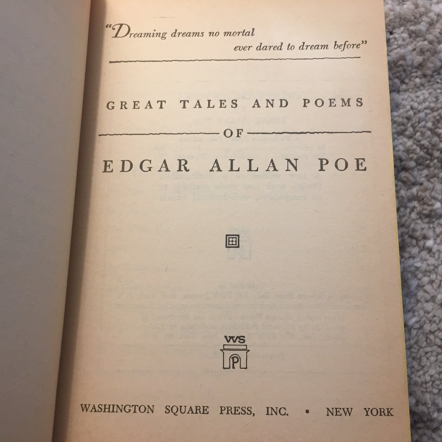 Great Tales and Poems of Edgar Allan Poe 1963 Washington Square Press