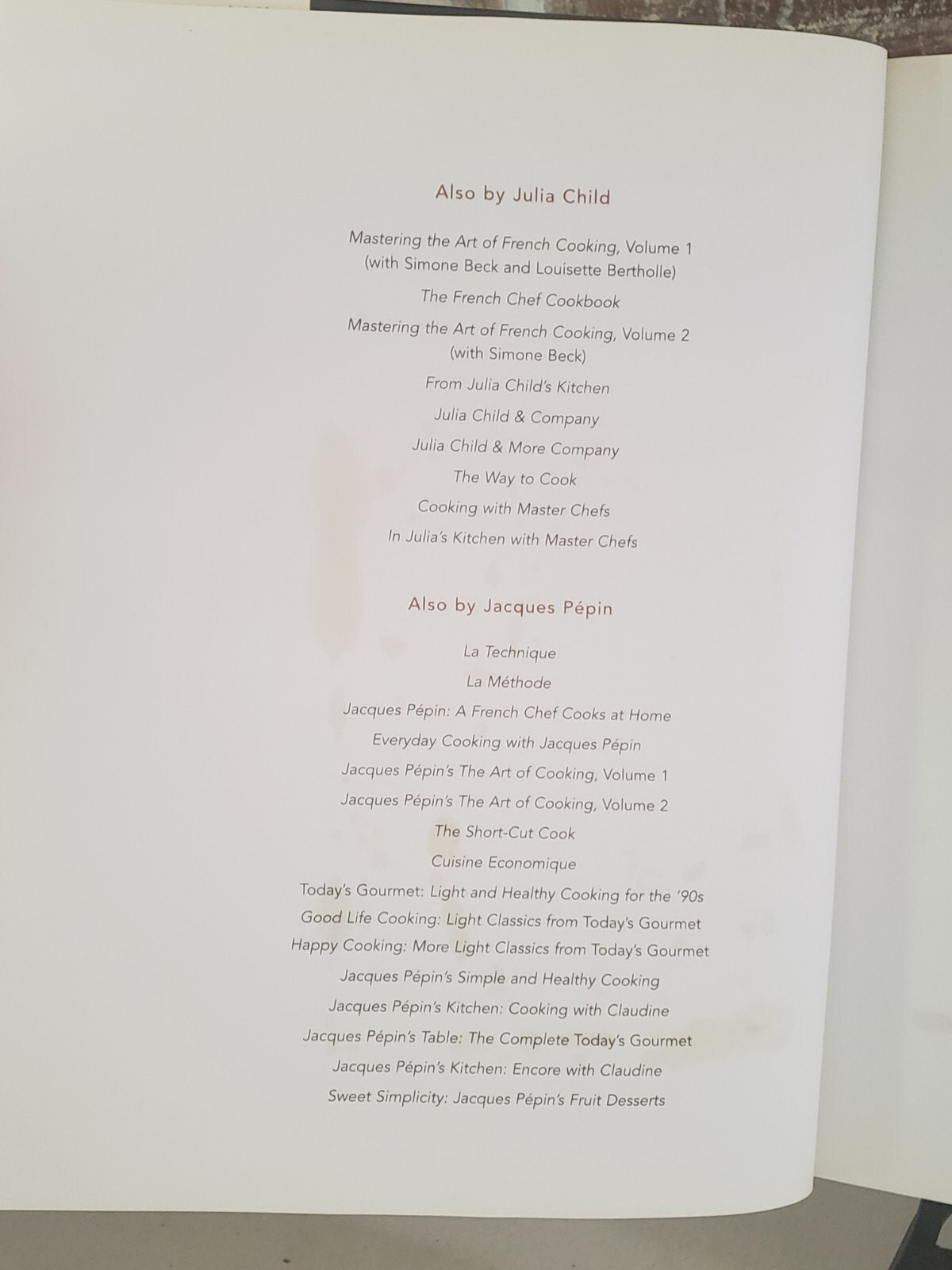 1999 Julie and Jacques Cooking at Home Julia Child Jacques Pepin 430 pages