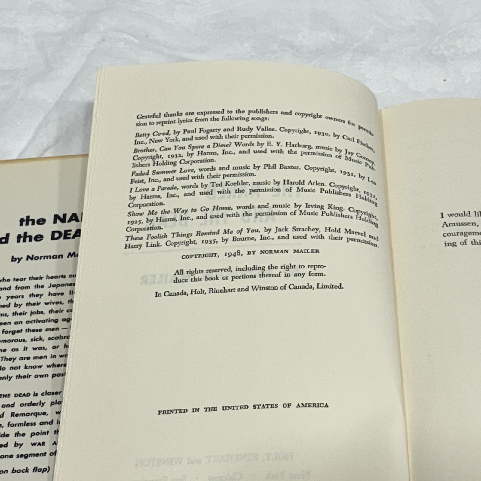 The Naked & the Dead by Norman Mailer 1948 Book Club Ed Hardcover Dust Jacket