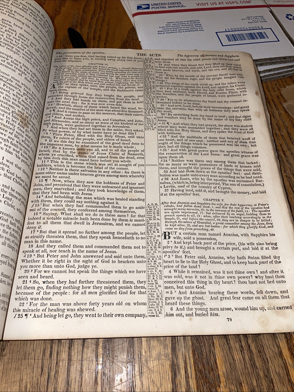 1833 Sherwood family Bible apocrypha & Index By NY N. J. White 1833