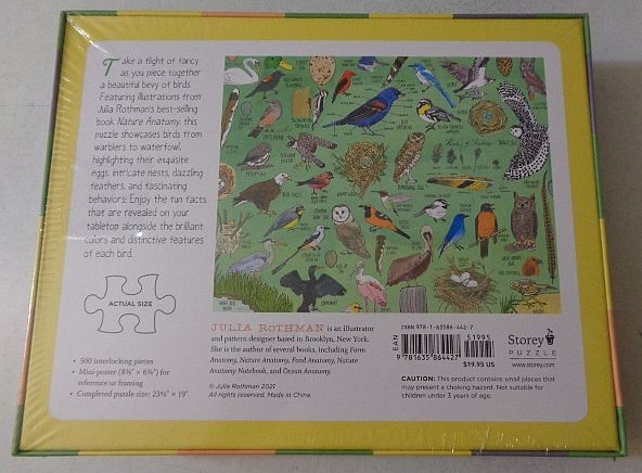 Nature Anatomy: Birds 500 Piece Jigsaw Puzzle by Julia Rothman (2021) NEW sealed
