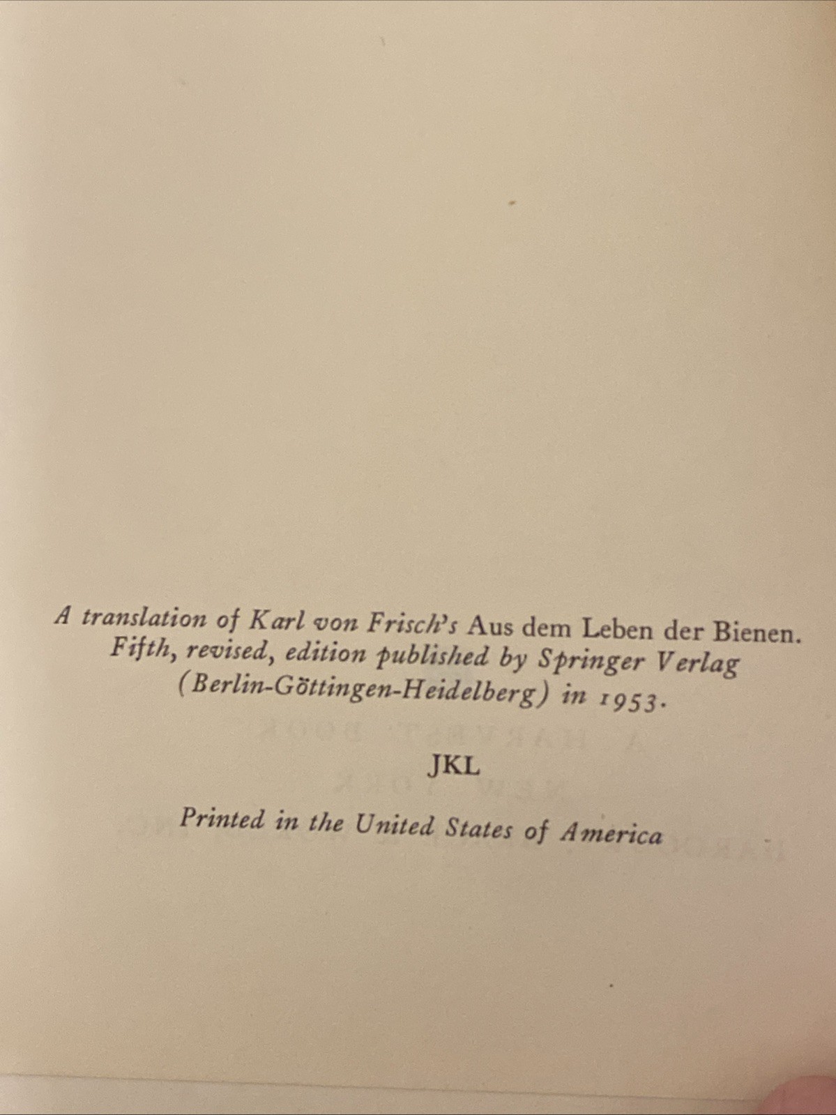 The Dancing Bees 1953 Karl von Frisch 1st Edition PB