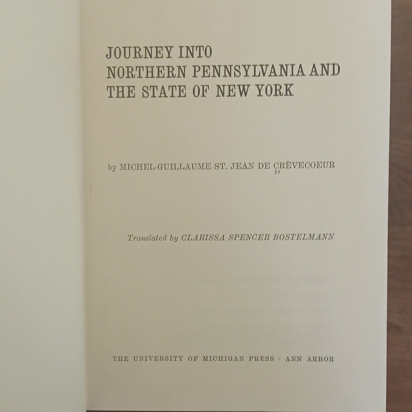 Journey into Northern Pennsylvania and the State of New York Crèvecœur HC 1964