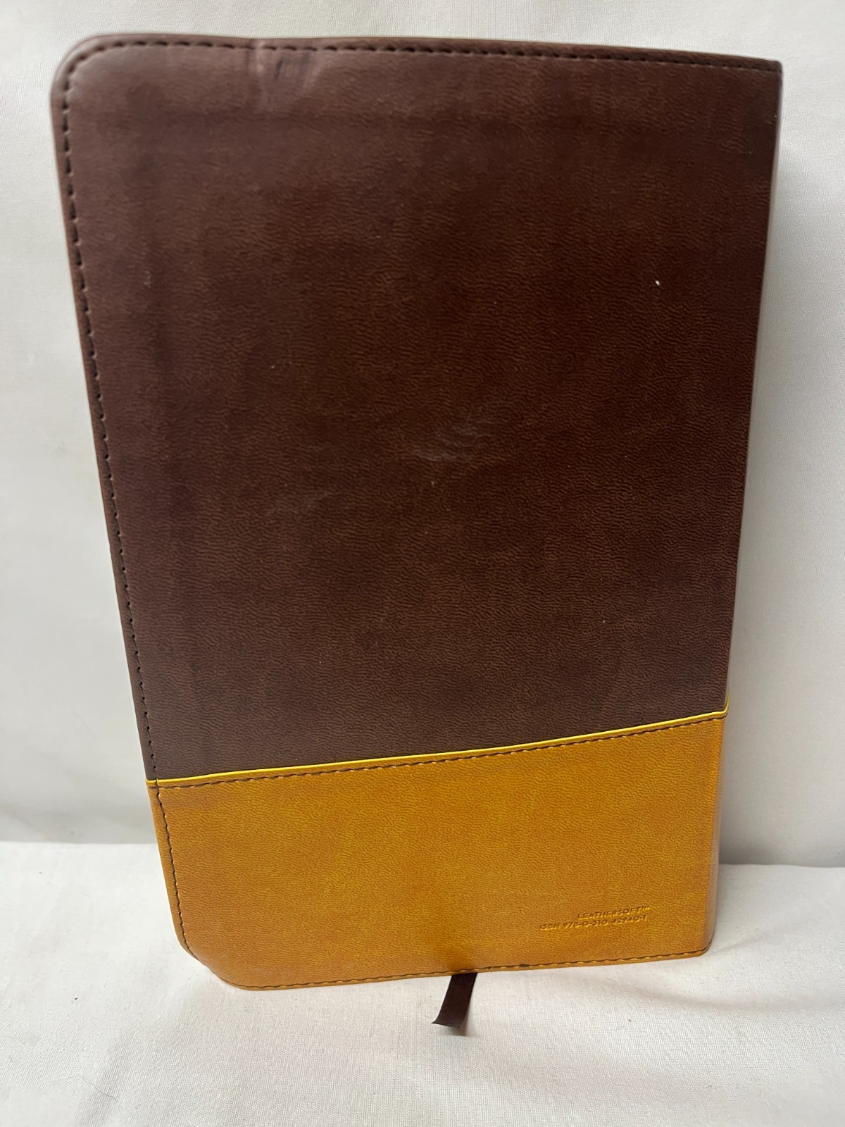 Holy Bible NIV Zondervan Italian Duo Tone Leather 2011 Large Print Yellow Brown