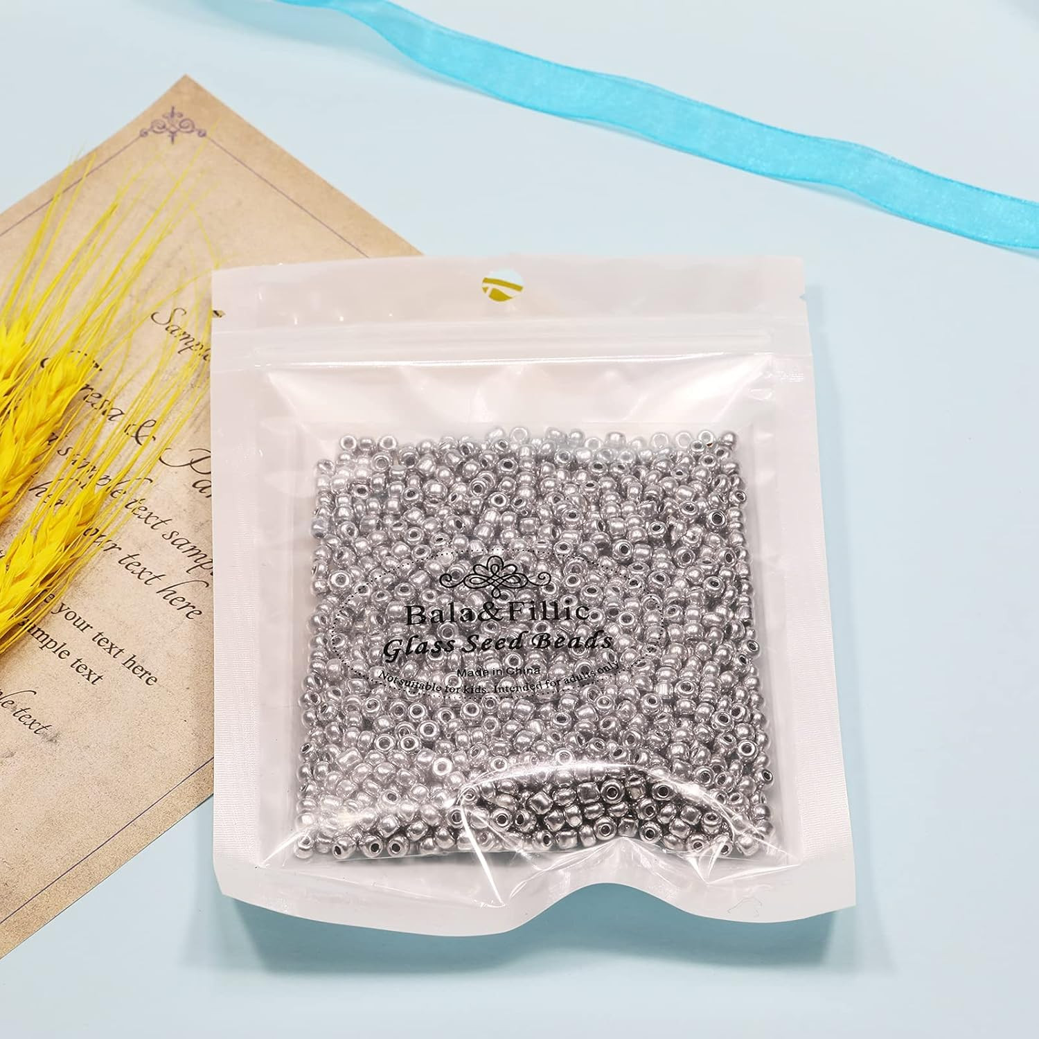 Opaque Silver Color 4mm Seed Beads About 1200pcs/100Grams in Bag, 6/0 Glass Craf