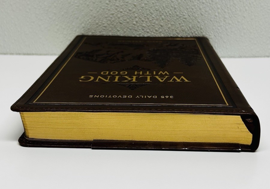 Brown WALKING WITH GOD Book Feax Leather 365 Daily Devotions David Jeremiah