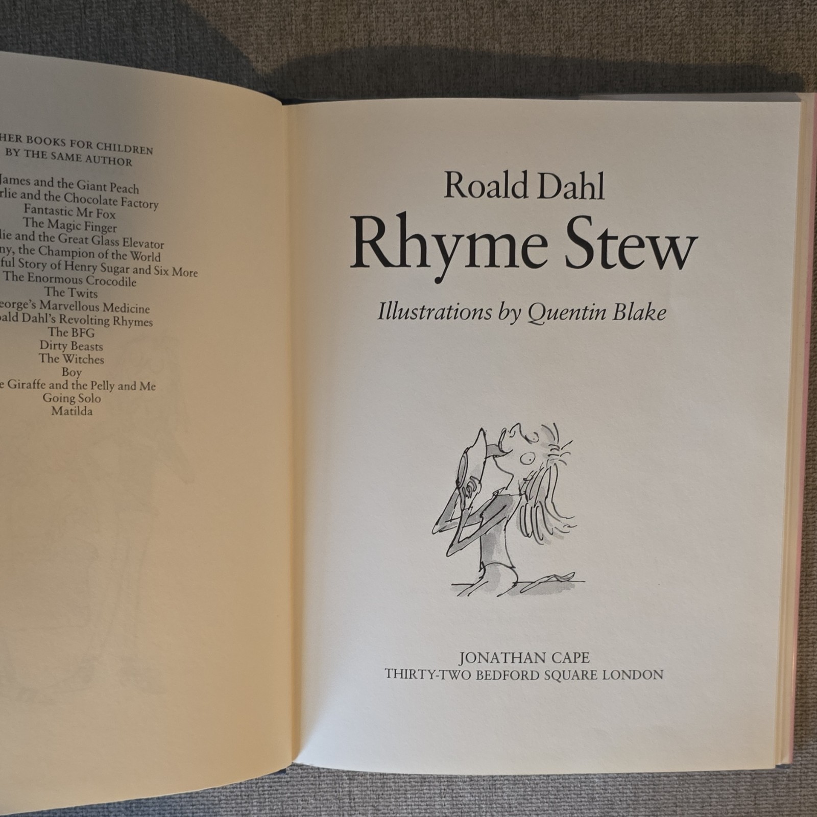 Rhyme Stew Roald Dahl Hardcover First Edition 1989 Jonathan Cape Illustrated Qu…