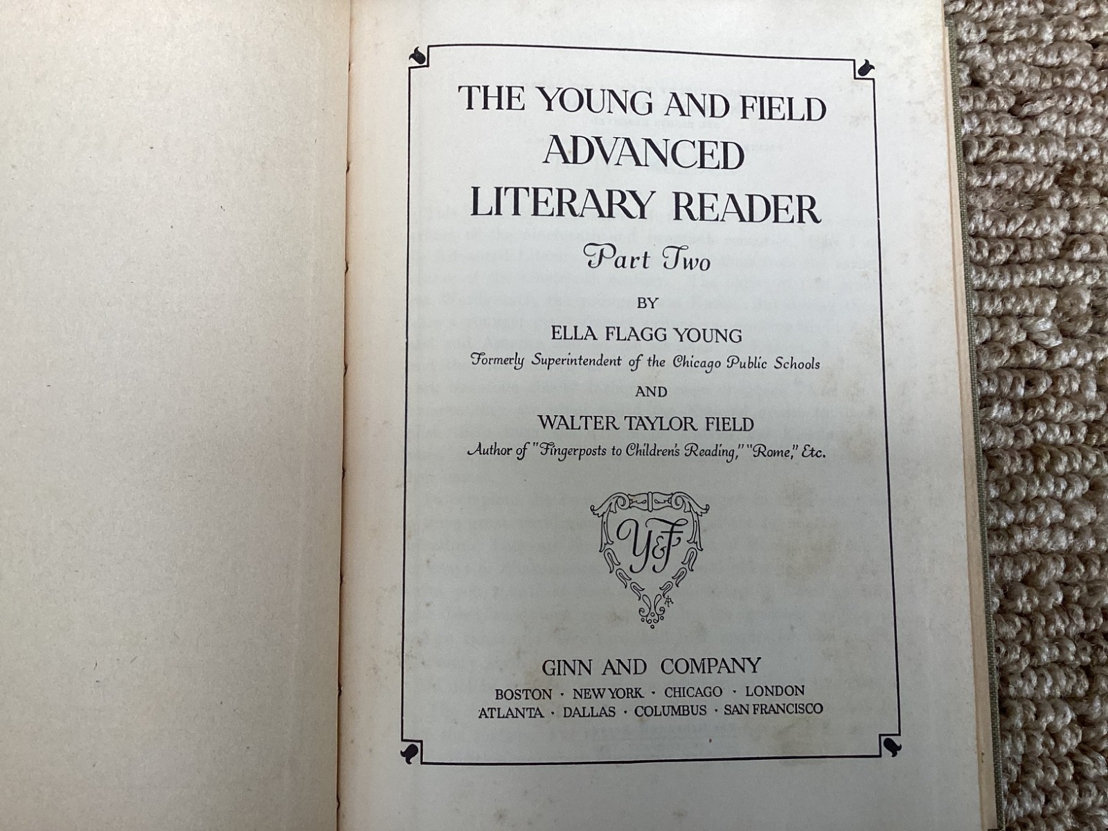 THE YOUNG AND FIELD ADVANCED LITERARY READER PART TWO 1916