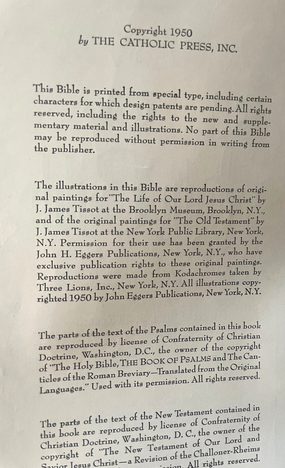 The Catholic Press Family Edition of the Holy Bible 1950 by John P O’Connell
