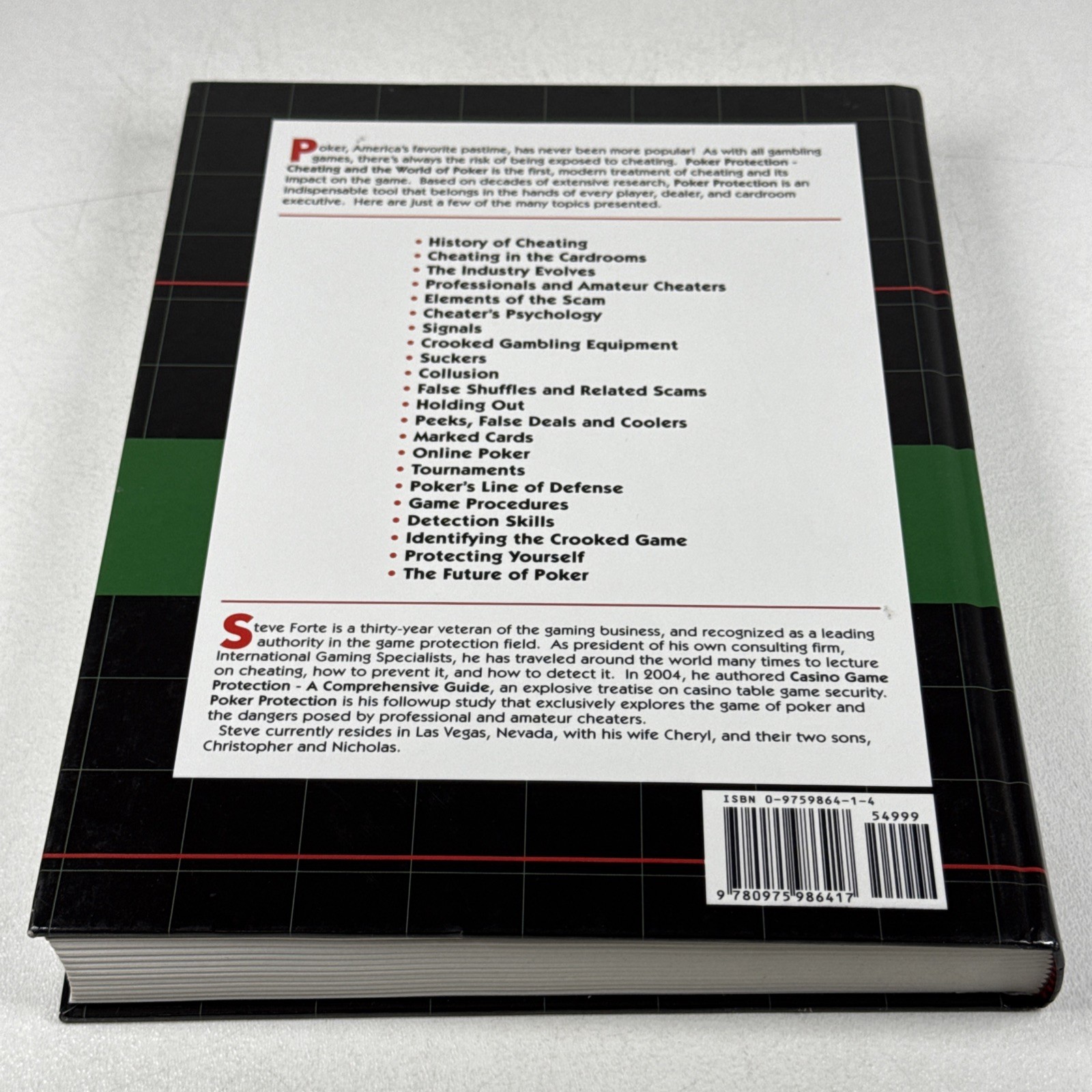Poker Protection – Cheating . . . And the World of Poker by by Steven L Forte HC