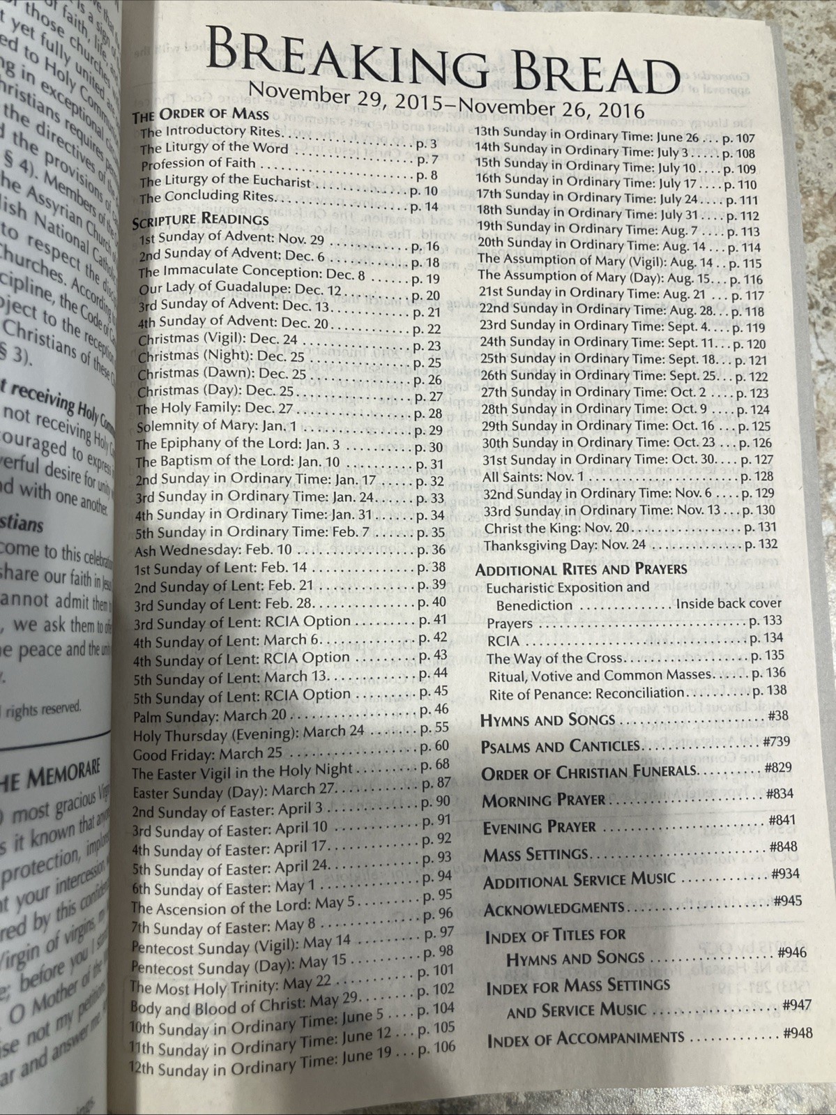Breaking Bread 2016 OCP Organization Book Scripture Christian Songs SC 948 Pgs