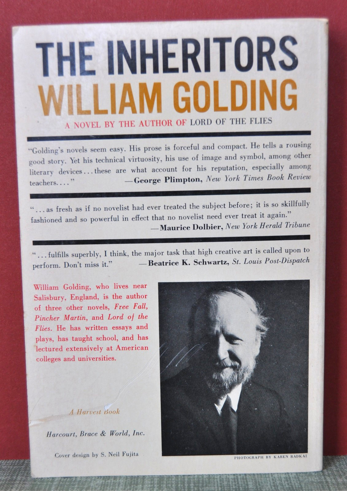 The Inheritors by William Golding, 1962 trade paperback, 1st American Ed.–v. g.