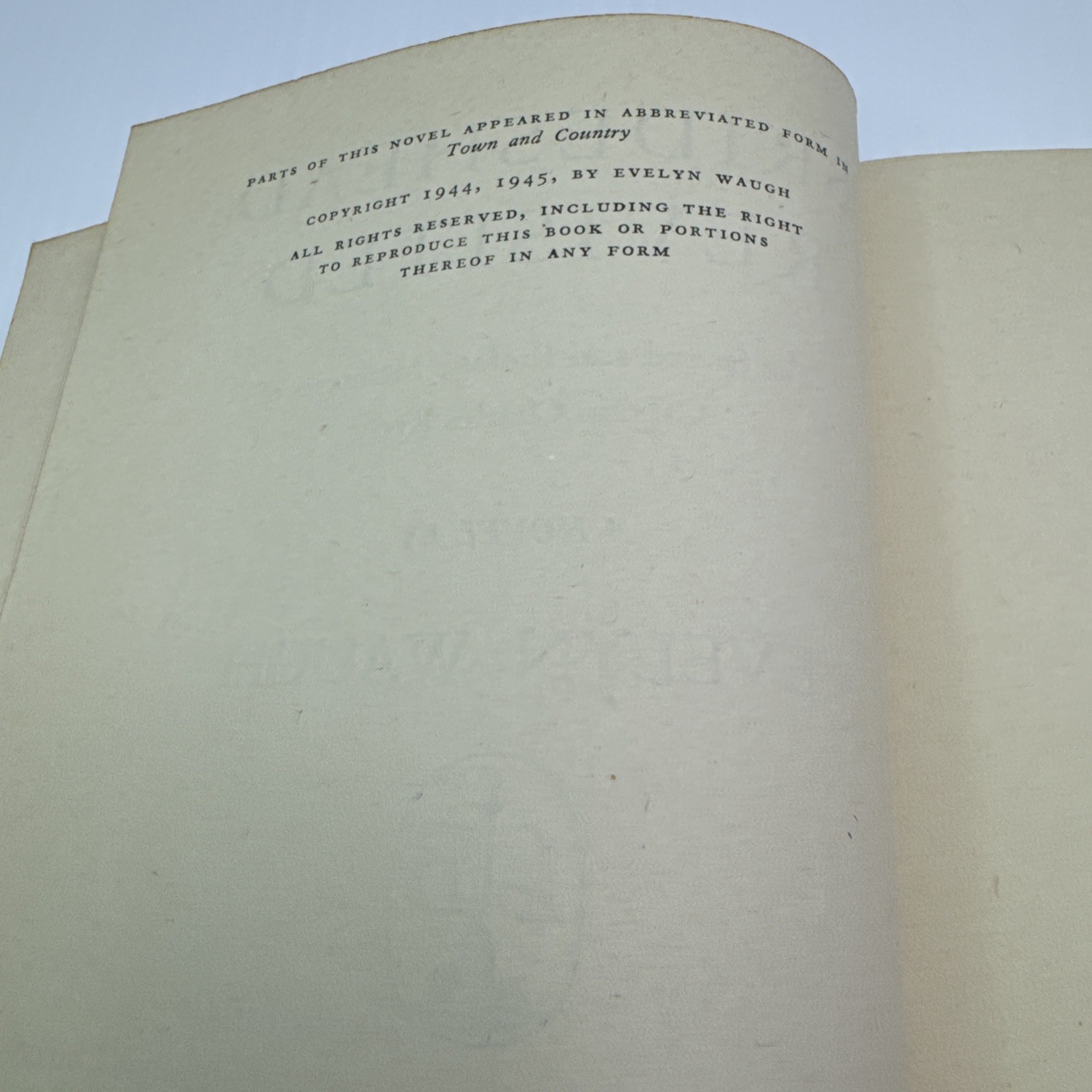 Brideshead Revisited Evelyn Waugh Hardcover 1945 Little Brown and Company