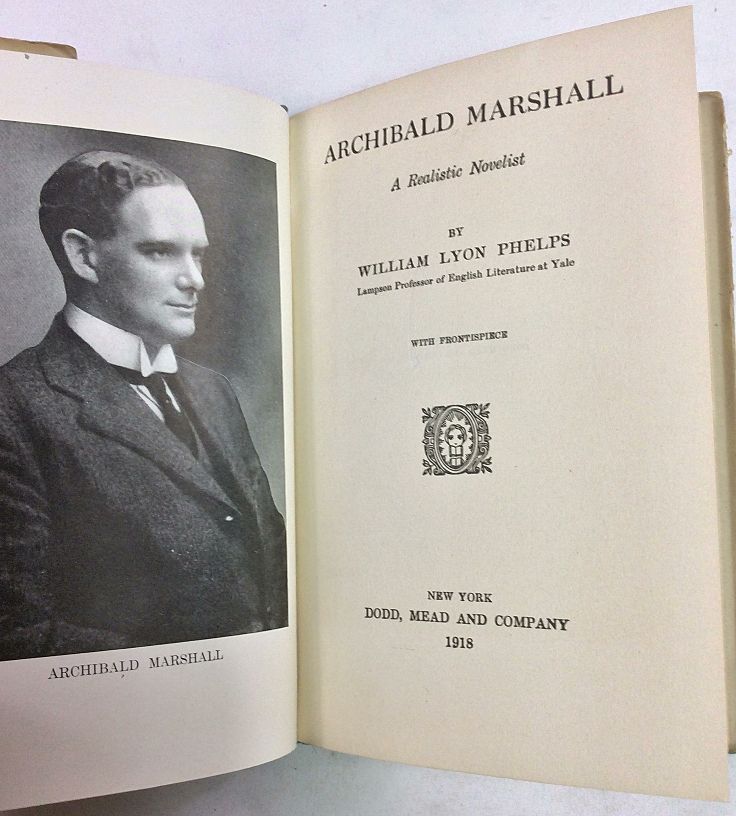 Archibald Marshall – by William Lyon Phelps, Ph. D. Hardcover DJ 1918 Good Cond.