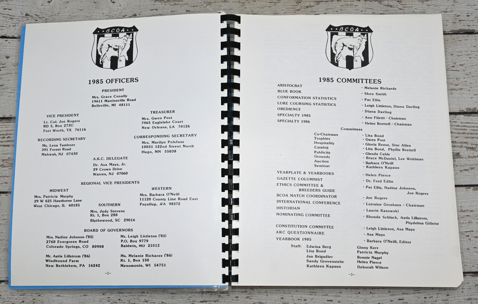 Borzoi Club Of America 1985 Yearbook BCOA Vintage Sprial Bound