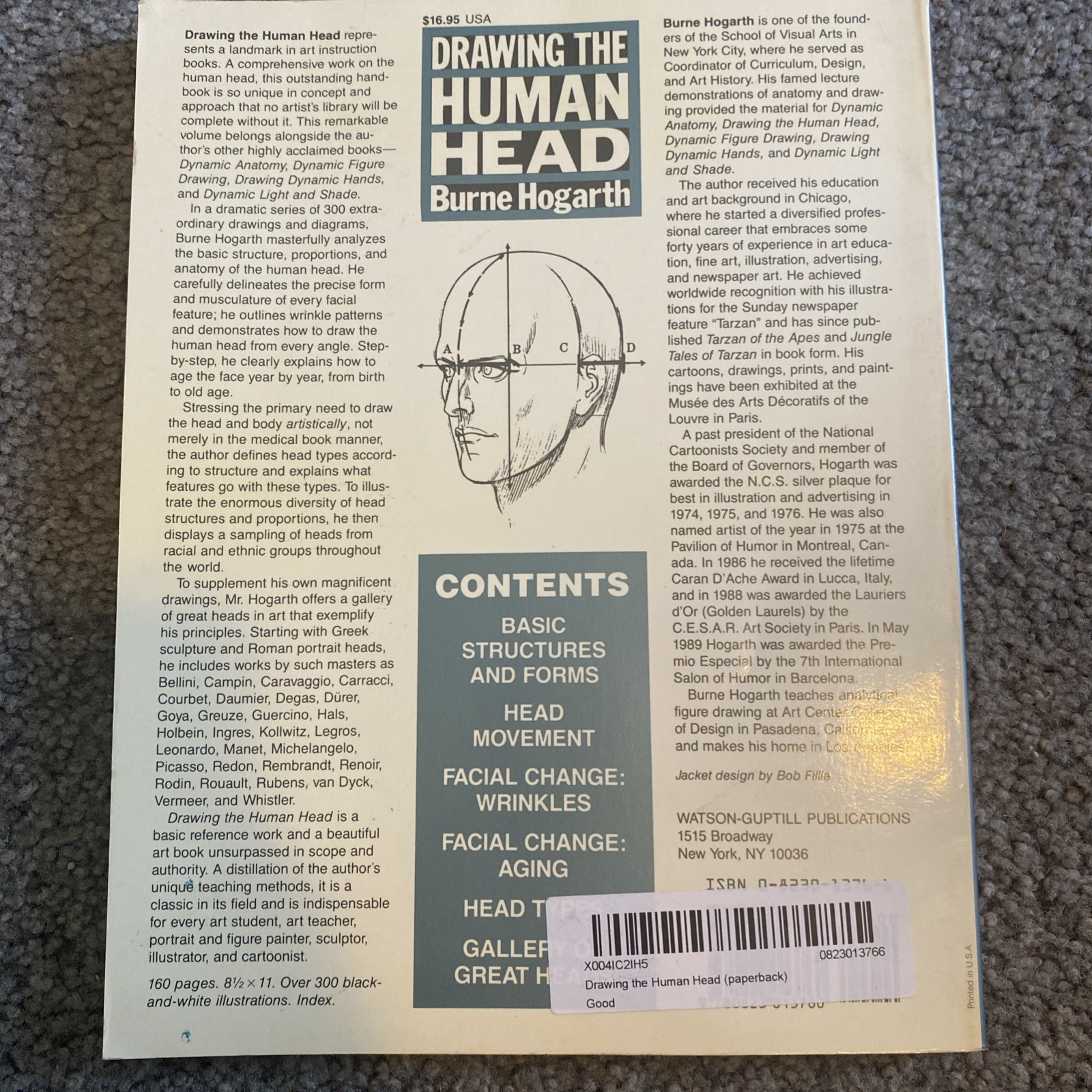 Drawing the Human Head – Burne Hogarth 1989 First Printing Paperback Book – Art