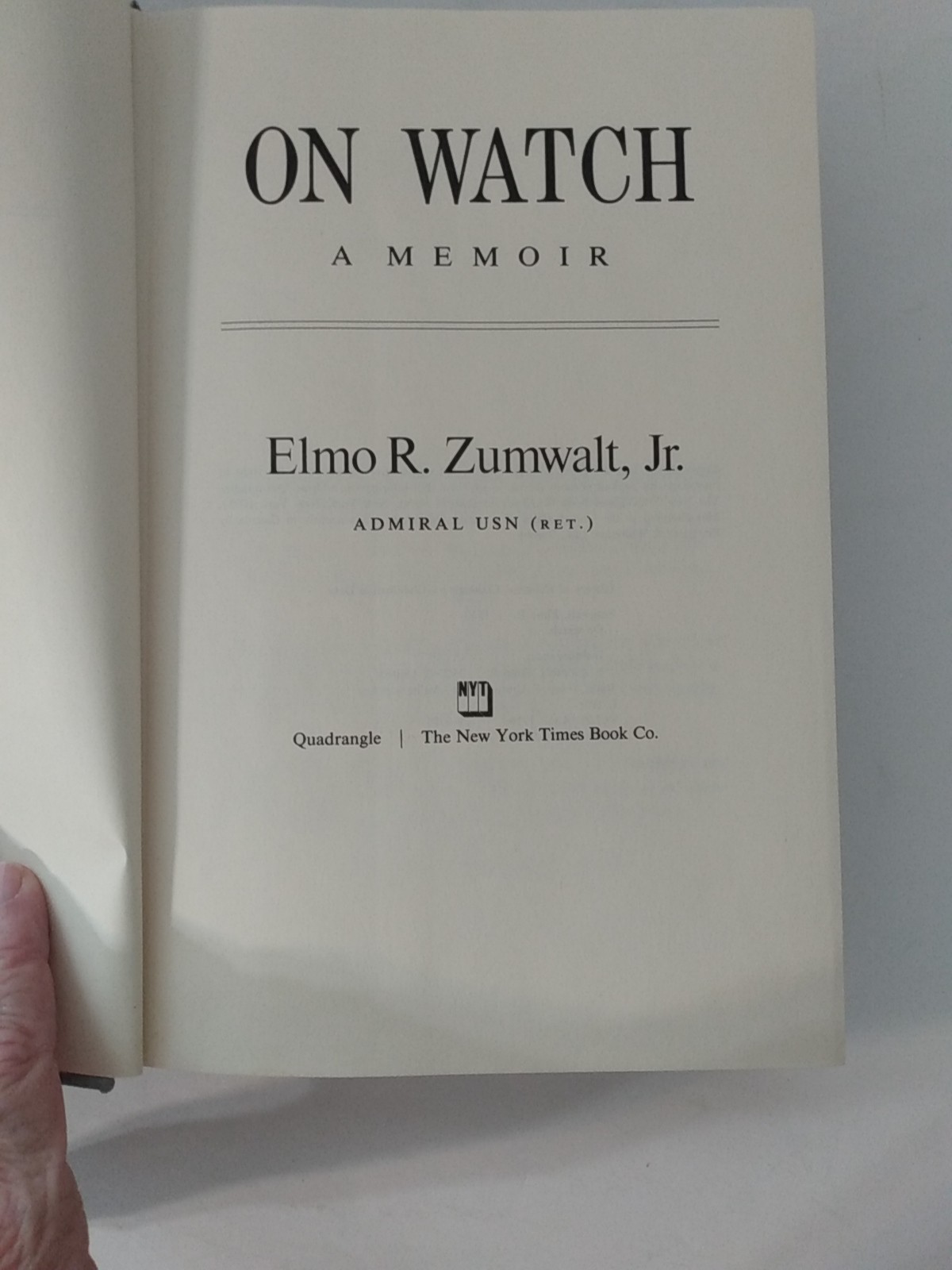Nixon Cold War military policy book, On Watch: A Memoir Elmo R Zumwalt Jr. HCDJ