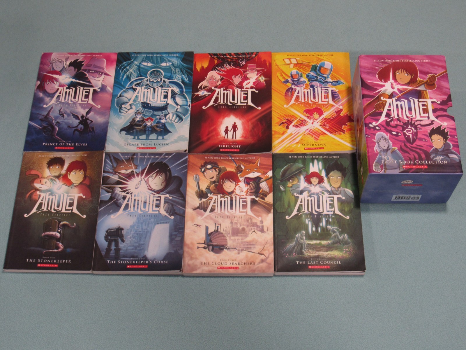 AMULET #1-8 by Kazu Kibuishi (Box Set, 2018) ~1,2,3,4,5,6,7,8~ Trade Paperback