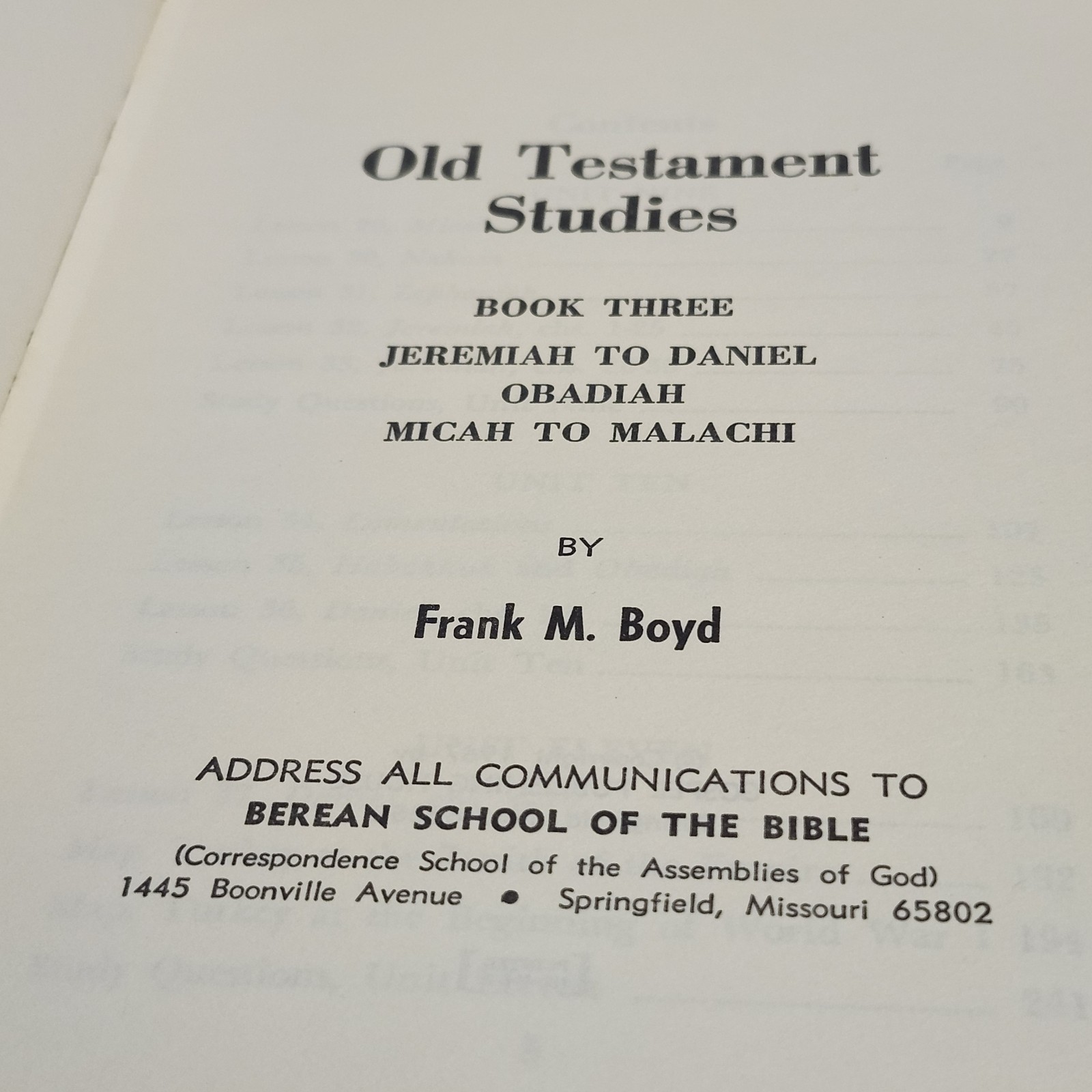 Old Testament Studies Vol 1 2 & 3 by Frank M. Boyd 1967 Gospel Publishing House