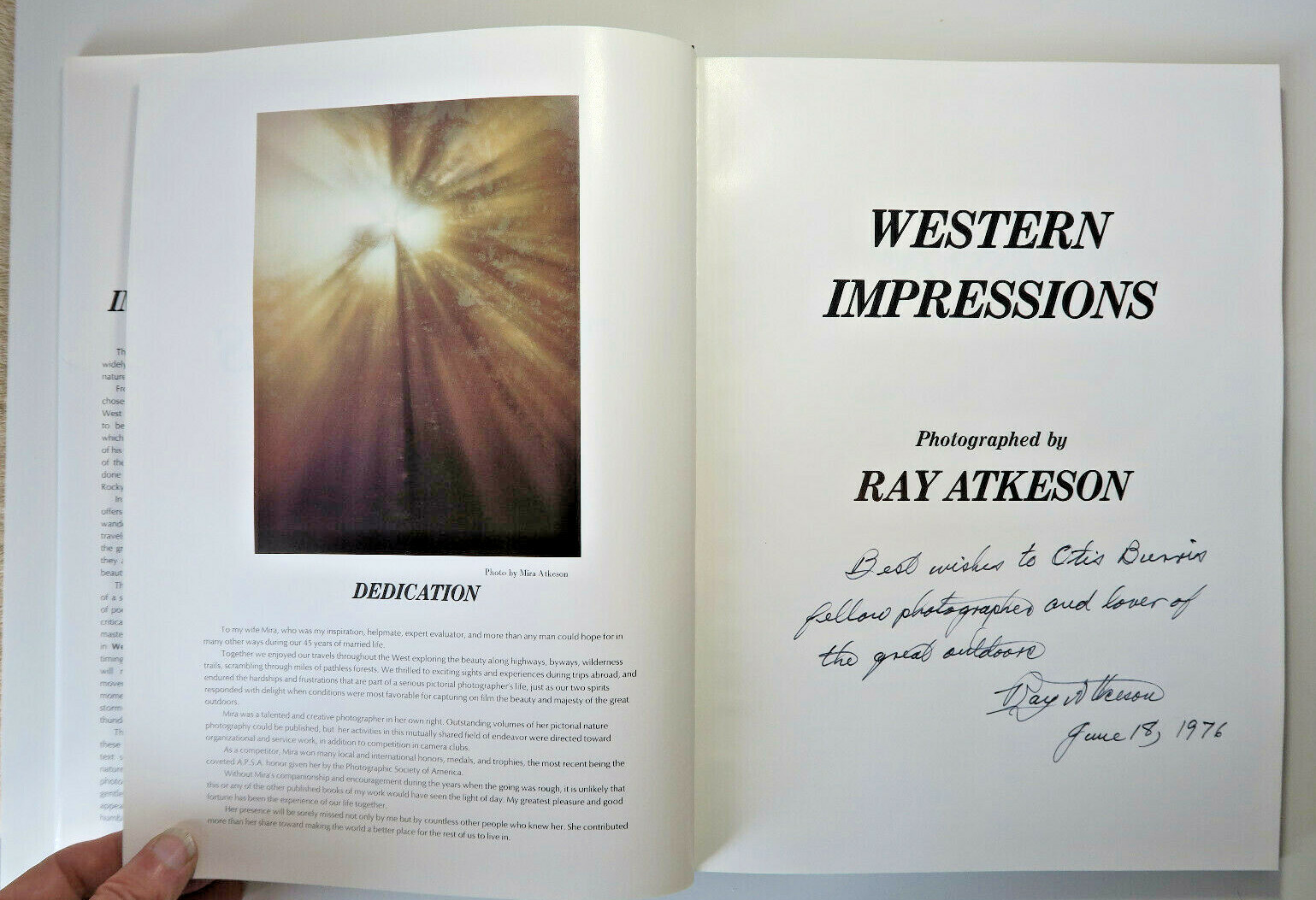 Ray ATKESON’S Western Impressions; SIGNED HC/DJ 1976 *Like New*