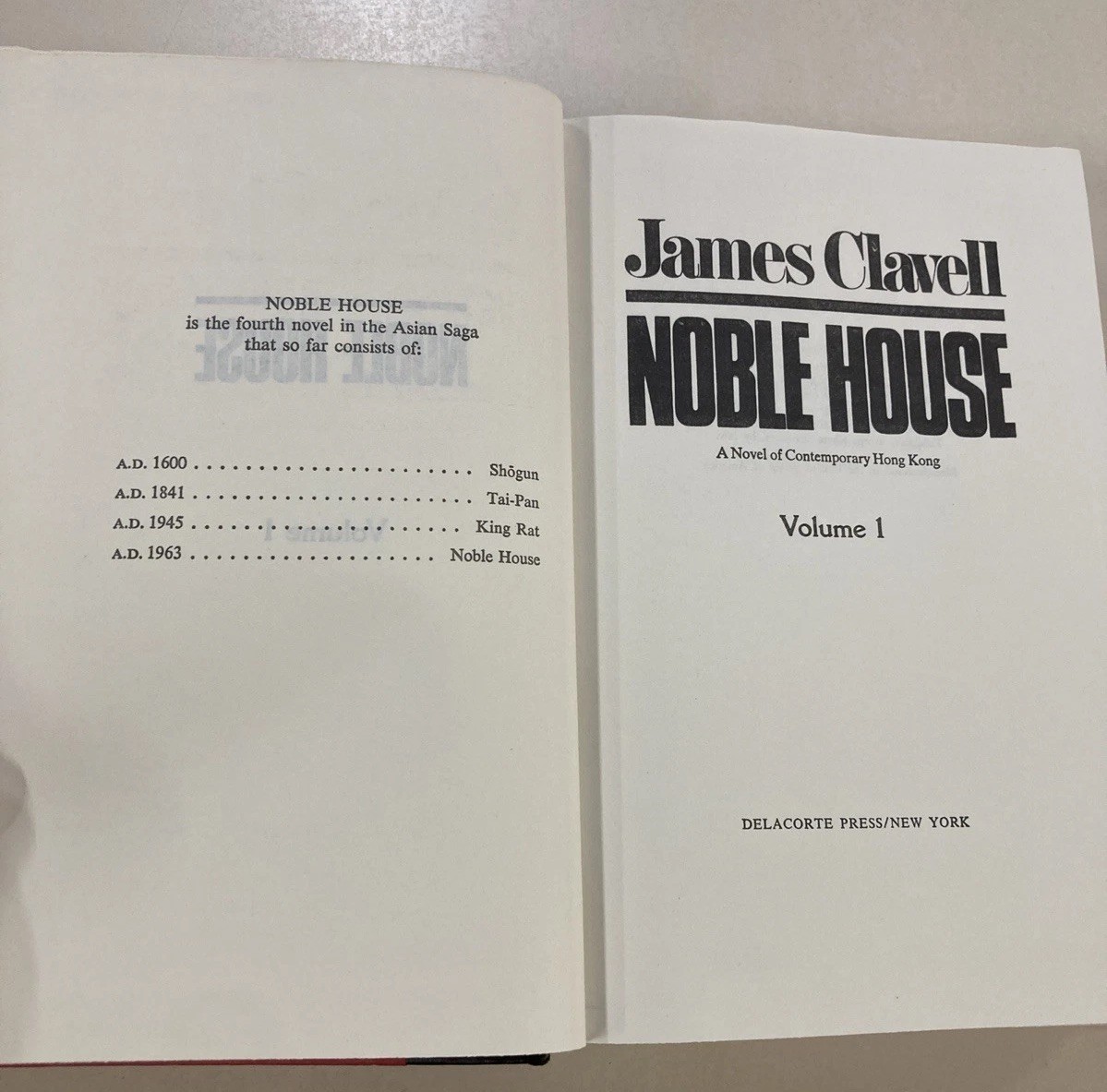 Noble House Volumes 1 and 2 HC DJ James Clavell 1981 Delacorte Press Very Good