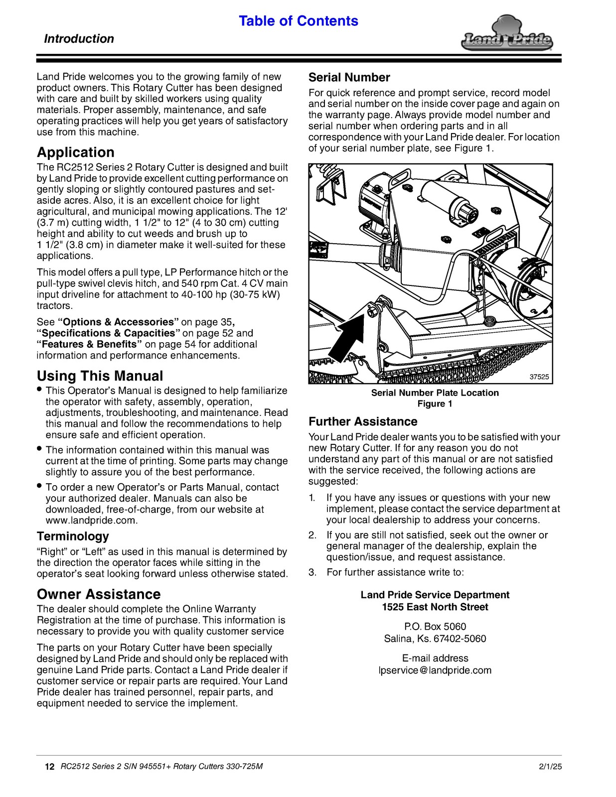 LAND PRIDE RC2512 Rotary Cutters Operators Manual – WIRE BOUND – TOUGH COVERS