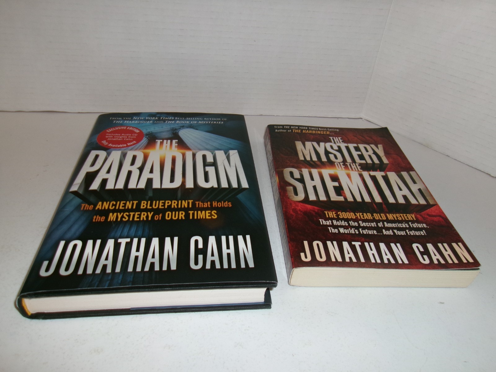 4 books by Jonathan Cahn, The Oracle, The Paradigm, the Harbinger II