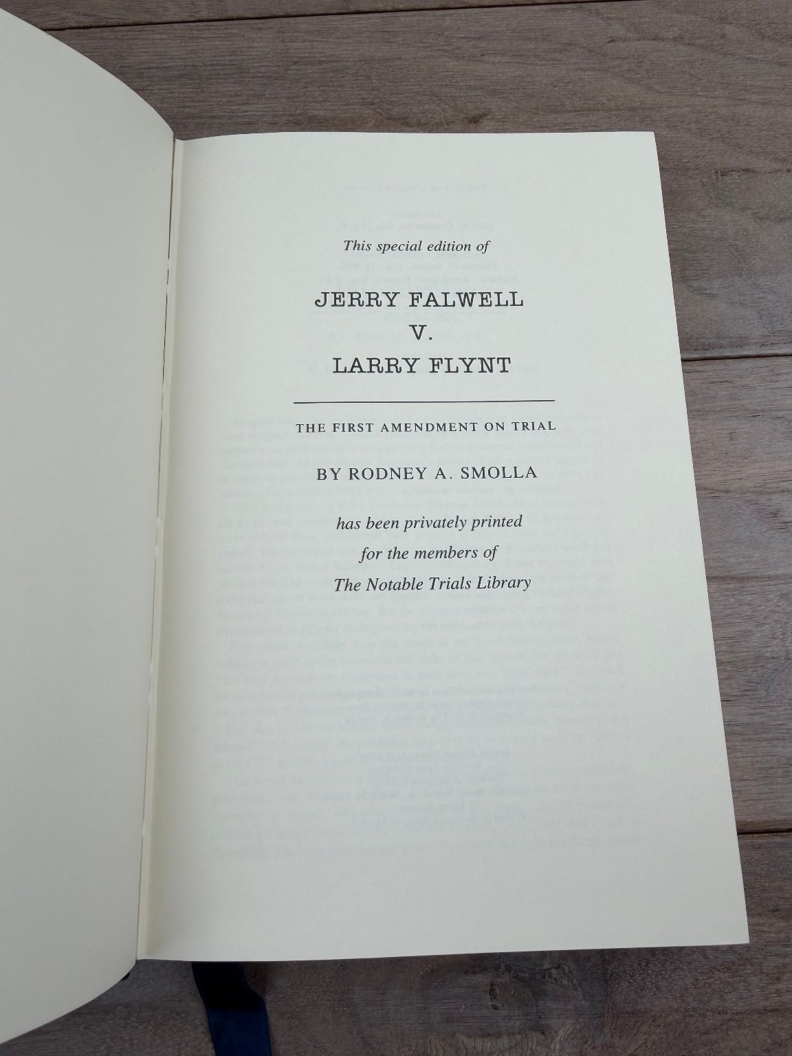 Jerry Falwell v. Larry Flynt Smolla 1991 Notable Trials Library Leather Bound