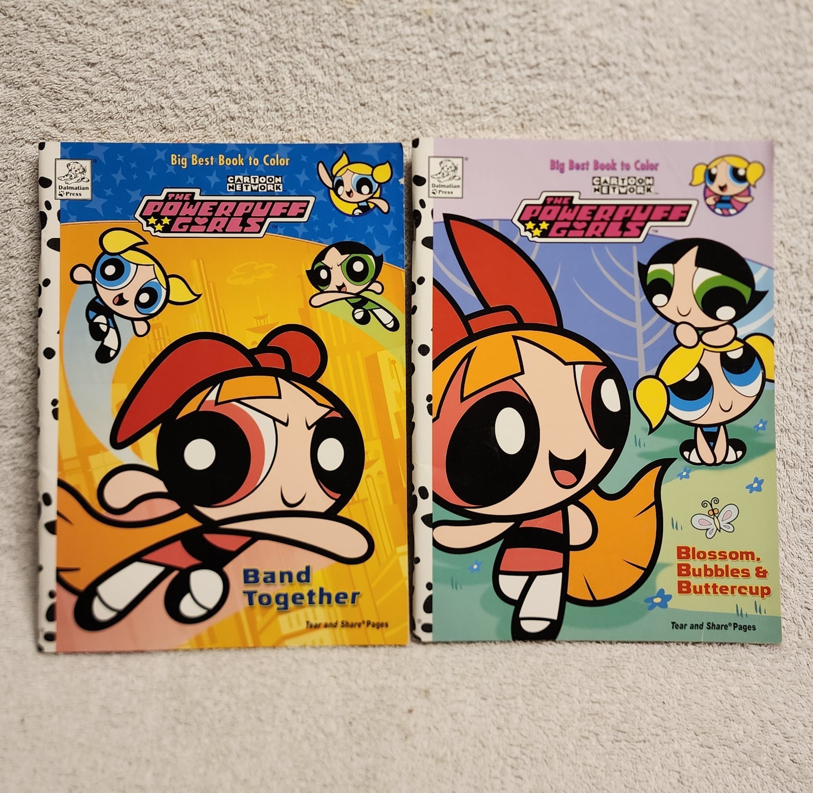Powerpuff Girls Band Together & Blossom Bubbles Buttercup Coloring Books PB 2002