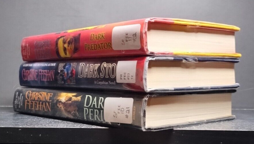 Lot of 3 Christine Feehan HC Ex-Library Dark Predator Dark Storm Dark Peril Para